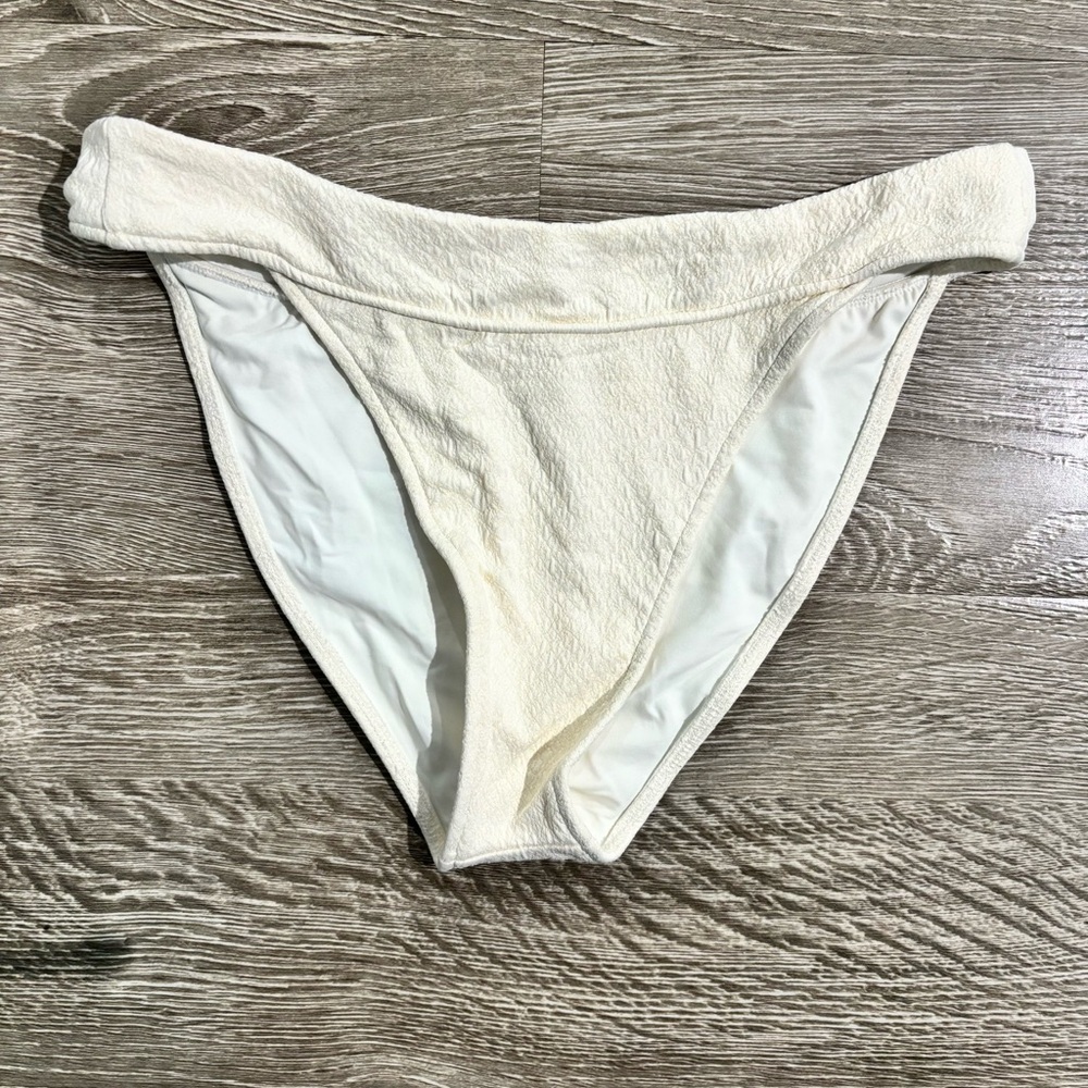 Revel Rey Abigal Bikini Bottom in Cream Snake, Size: M